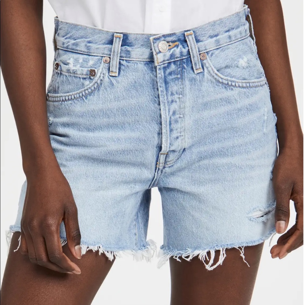 Agolde Parker long denim cut off shorts size 27